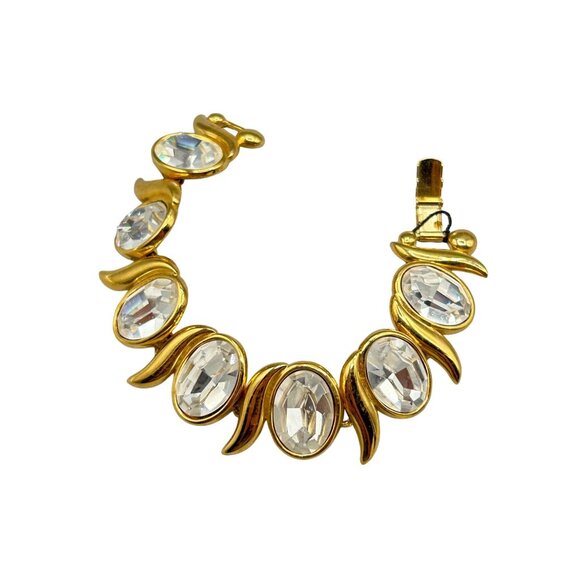 Napier 1990 Bracelet Book Piece Gold Plated Swarovski Crystals Hollywood Series - Picture 1 of 8